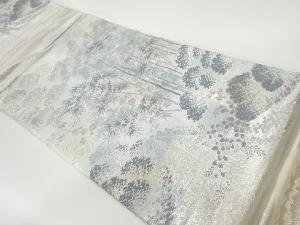 山並みに竹林・草花模様織出し袋帯